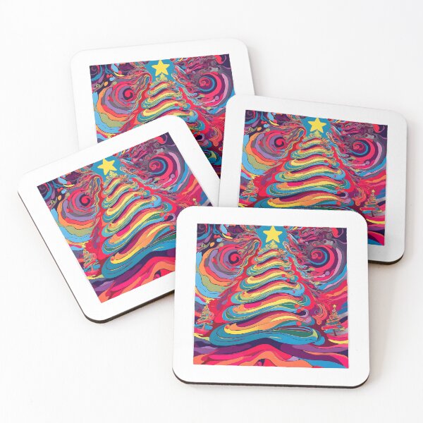 Item preview, Psychedelic Christmas Tree, Trippy 60s/70s Holiday Art, Vibrant Xmas designed and sold by ThePromptStudio.