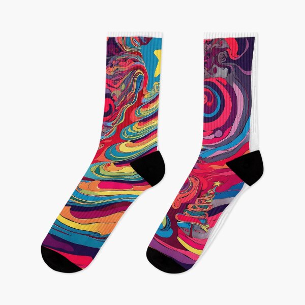 Item preview, Psychedelic Christmas Tree, Trippy 60s/70s Holiday Art, Vibrant Xmas designed and sold by ThePromptStudio.