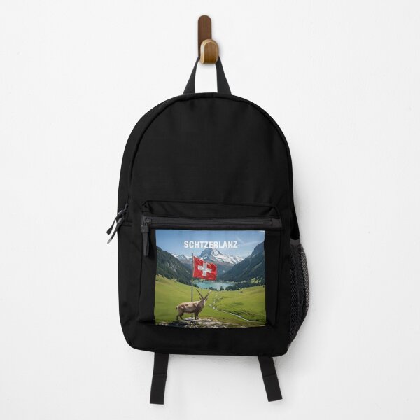 Item preview, Majestic Alpine Ibex and Swiss Flag in Mountain Landscape designed and sold by ART-POD-PL.
