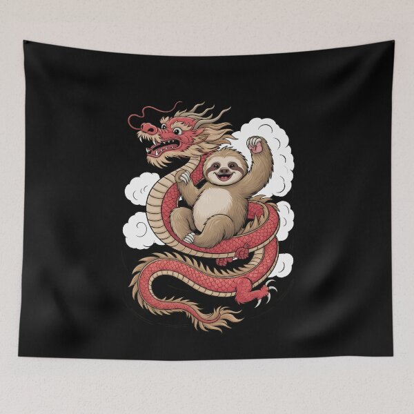 Item preview, Cute Sloth Happy Chinese Dragon Fantasy designed and sold by k3rstman1.
