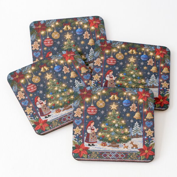 Item preview, Romanian Christmas Folk Embroidery Scene designed and sold by Maximilianos.