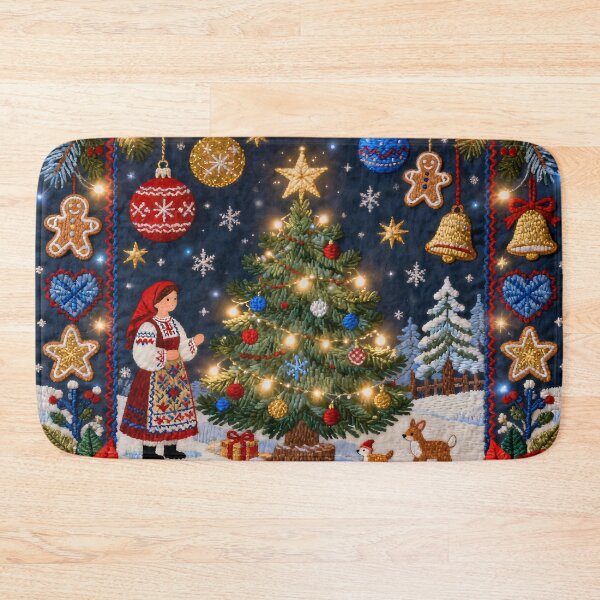 Item preview, Romanian Christmas Folk Embroidery Scene designed and sold by Maximilianos.