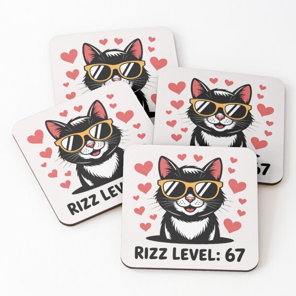 Item preview, Six Seven Cat Rizz Level 67 Meme Cute Hearts Internet Trend designed and sold by MathiaKazemi.