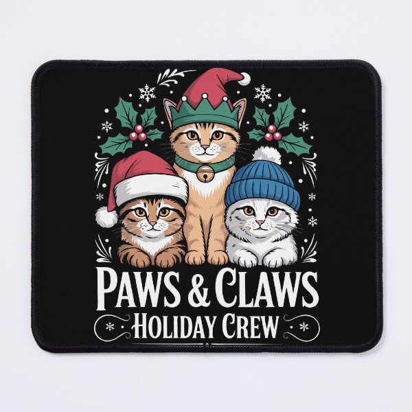 Item preview, Paws & Claws Holiday Crew Cat T-Shirt | Cute Festive Kittens Christmas Graphic Tee | Funny Cat Mom Gift designed and sold by 89BLACK.