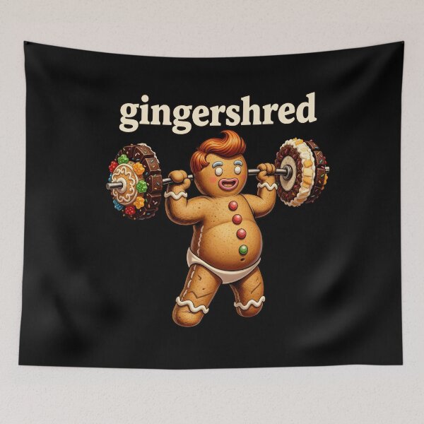 Item preview, Gingershred - Funny Gingerbread Man Gym Workout, Gingerbread, strongman, gym, christmas, cookie,  xmas, cookie lover, baking, fun, WorkOut, Santa, Bodybuilding  designed and sold by Printed Mistakes.