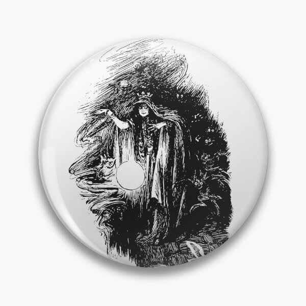 Item preview, Mysterious Sorceress with Crystal Ball | Victorian Dark Art Sketch designed and sold by ZentroShop.