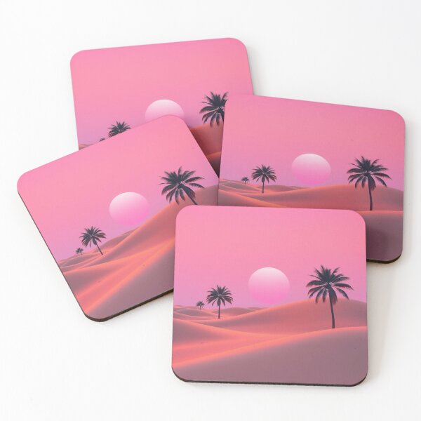 Item preview, Pink Desert Sunset Vaporwave Aesthetic Palm Trees Wall Art designed and sold by EllDAV777.