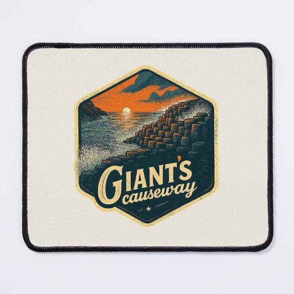 Item preview, Giant's Causeway Ireland Vintage Badge with Hexagonal Basalt Columns Sunset Design designed and sold by Blurbean.