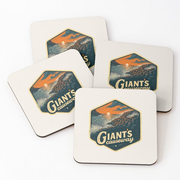 Item preview, Giant's Causeway Ireland Vintage Badge with Hexagonal Basalt Columns Sunset Design designed and sold by Blurbean.