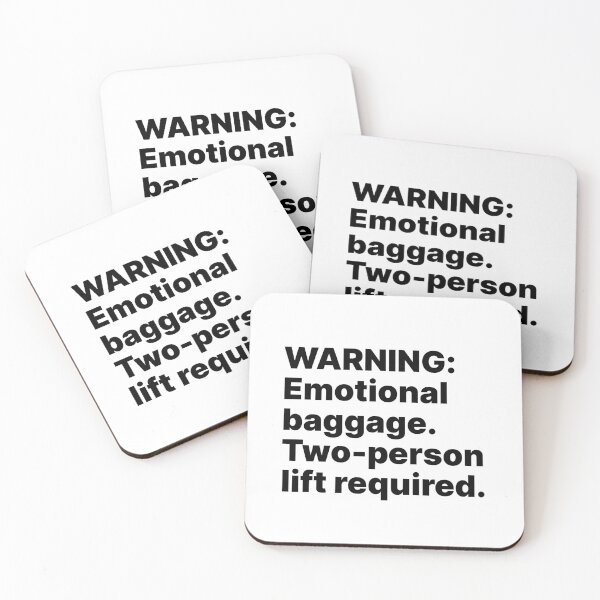Item preview, WARNING: Emotional baggage. Two-person lift required | Black text designed and sold by ThingsOnTees.