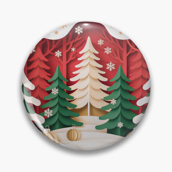 Item preview, Luxury Paper-Cut Christmas Card: Layered Evergreen Forest Design in Red, Green, & Gold designed and sold by ZyxDes.