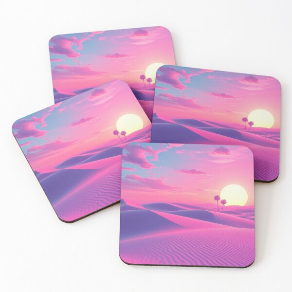 Item preview, Vaporwave Pink Desert Sunset Aesthetic Art Print designed and sold by EllDAV777.