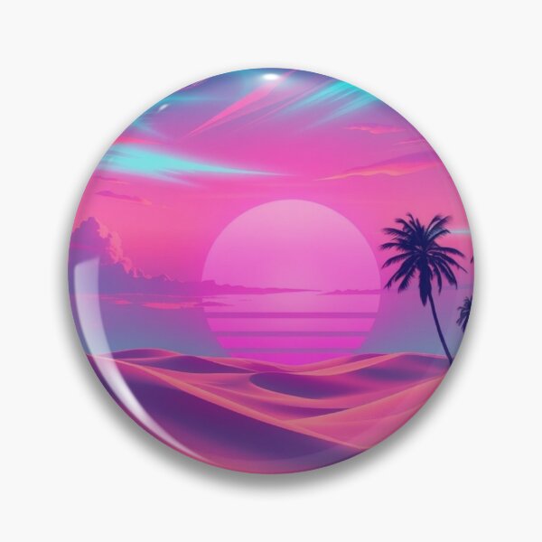Item preview, Vaporwave Desert Sunset Palm Trees Neon Retro 80s Art designed and sold by EllDAV777.