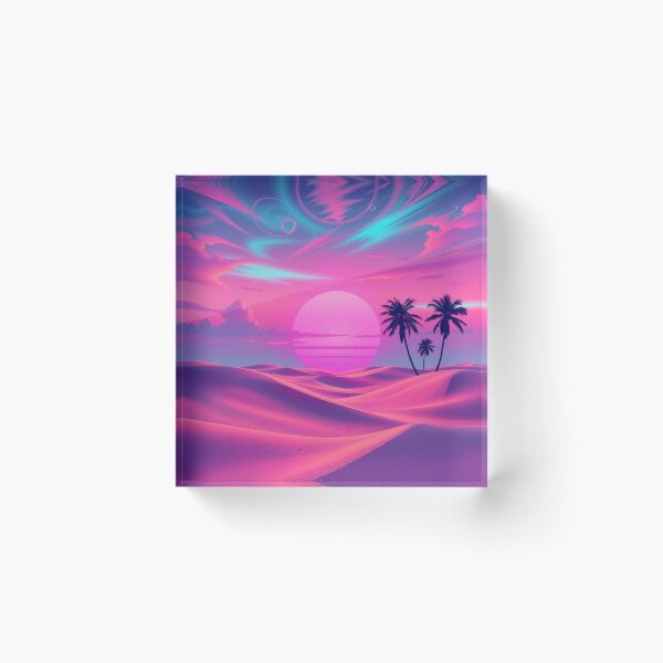 Item preview, Vaporwave Desert Sunset Palm Trees Neon Retro 80s Art designed and sold by EllDAV777.