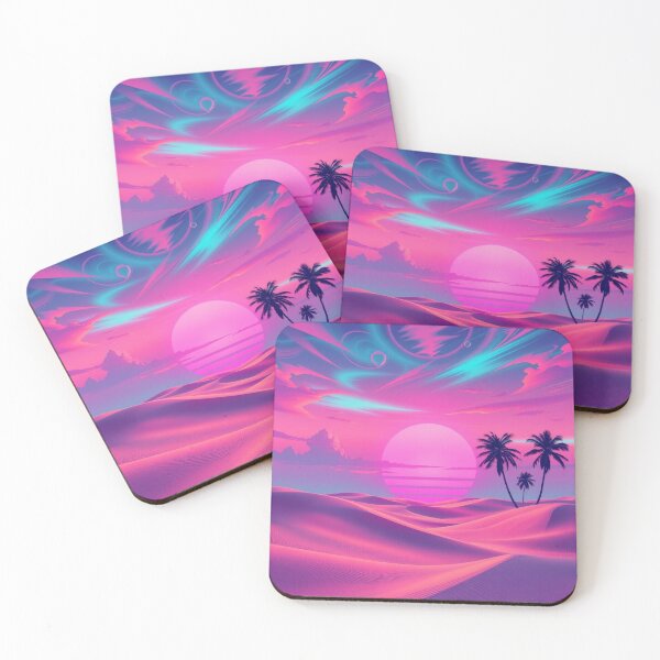 Item preview, Vaporwave Desert Sunset Palm Trees Neon Retro 80s Art designed and sold by EllDAV777.