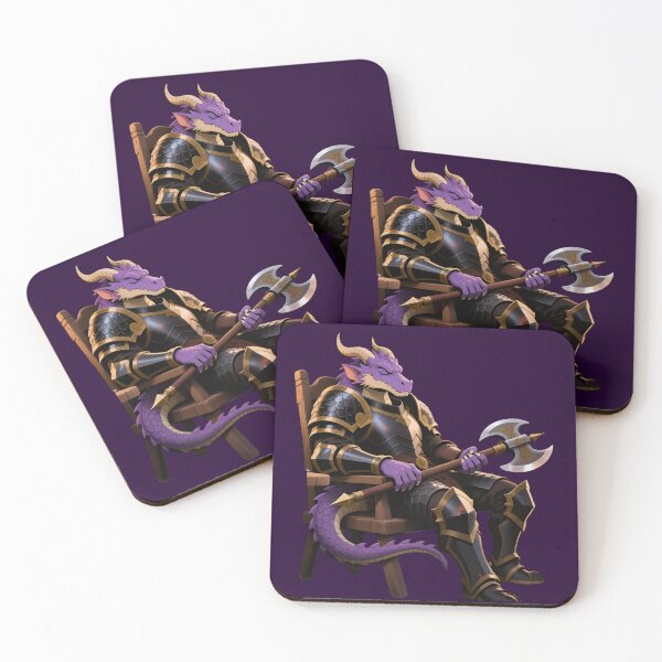 Item preview, Dragonborn Warrior Sticker – Fantasy Armored Character with Axe & Horns in Resting Pose designed and sold by The Paper Comet.
