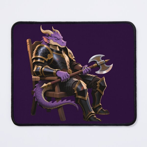 Item preview, Dragonborn Warrior Sticker – Fantasy Armored Character with Axe & Horns in Resting Pose designed and sold by The Paper Comet.