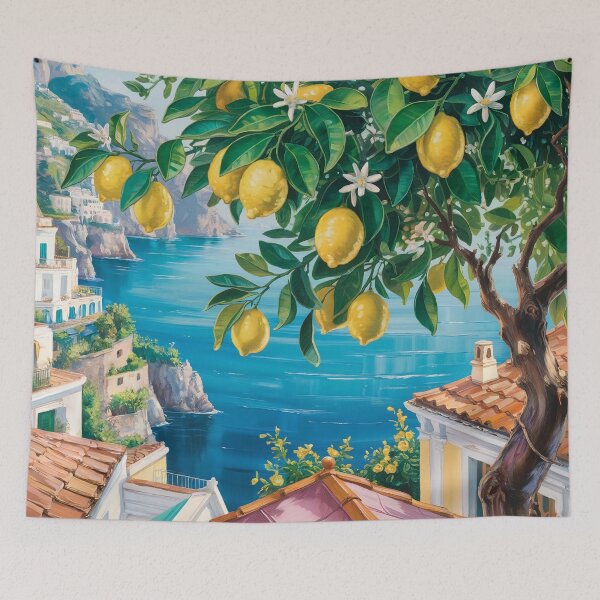 Item preview, Amalfi Coast Lemon Tree oil painting designed and sold by Tamas Das.