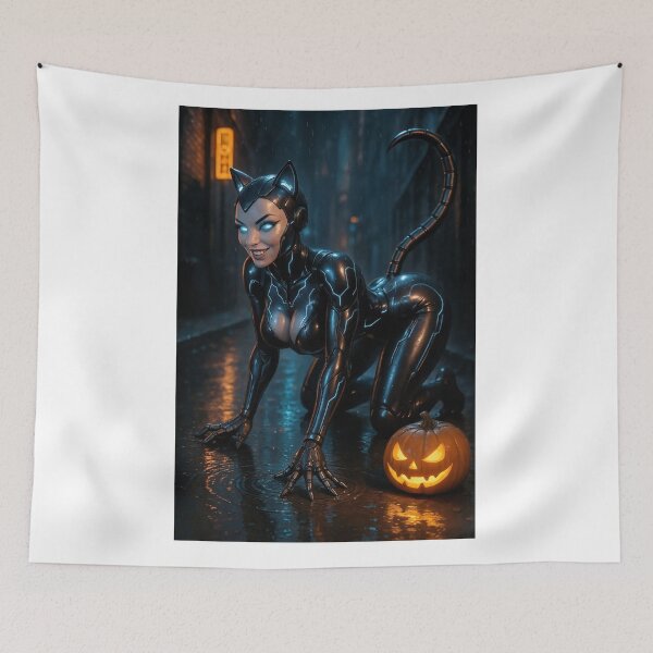 Item preview, Android woman on all fours black cat  designed and sold by CathryneDelamort.