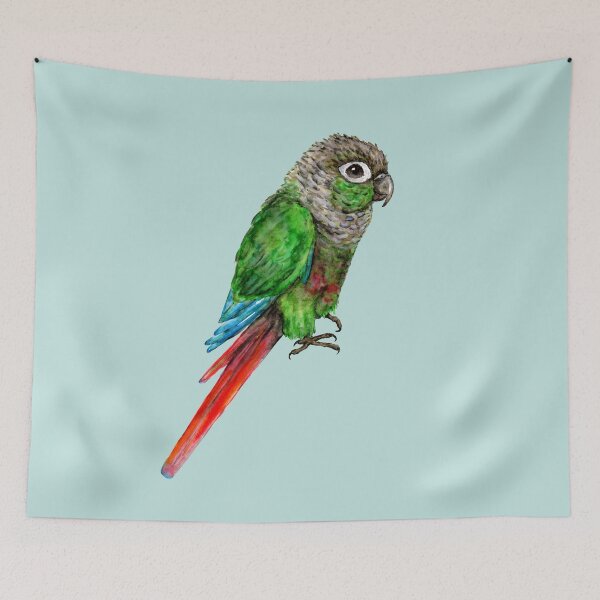 Item preview, A watercolor painting of a green cheeked conure designed and sold by Bwiselizzy.