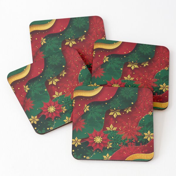 Item preview, Vibrant Christmas Paper Background: Digital Illustration of Ruby Red, Emerald Green & Gold Overlapping Layers designed and sold by ZyxDes.