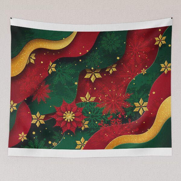 Item preview, Vibrant Christmas Paper Background: Digital Illustration of Ruby Red, Emerald Green & Gold Overlapping Layers designed and sold by ZyxDes.