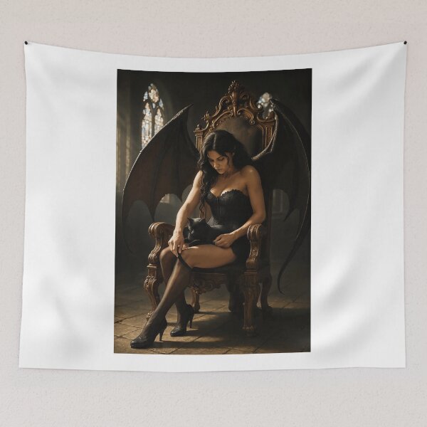 Item preview, Succubus with a black cat   designed and sold by CathryneDelamort.