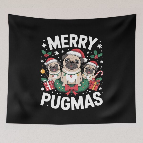 Item preview, Merry Pugmas Xmas Lighting Santa Pug Dog Christmas  designed and sold by Belkisallen.