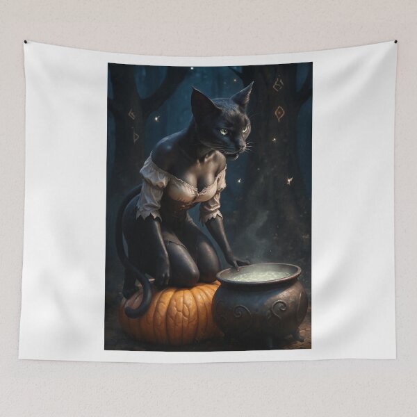 Item preview, Furry black cat witching hour designed and sold by CathryneDelamort.