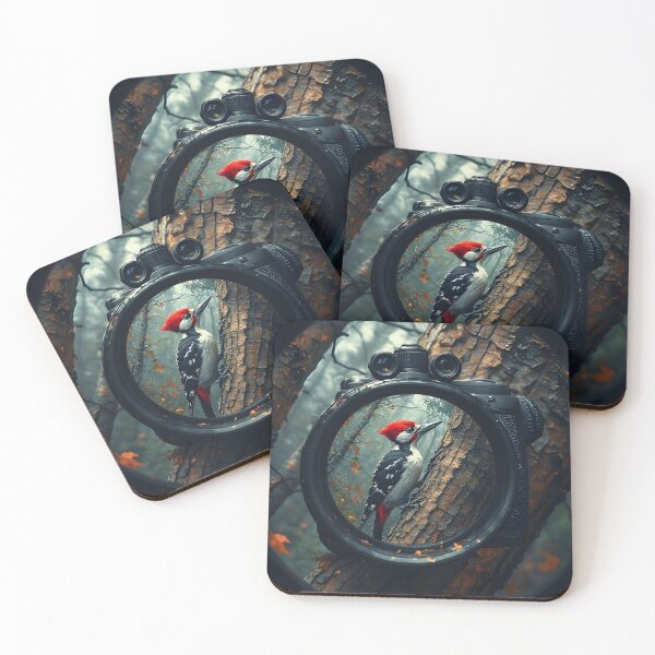 Item preview,  “Woodpecker Through Binoculars – Photorealistic Birdwatching T-Shirt” designed and sold by NatureNookTees.
