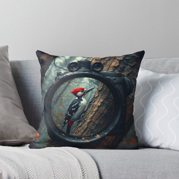 Item preview,  “Woodpecker Through Binoculars – Photorealistic Birdwatching T-Shirt” designed and sold by NatureNookTees.
