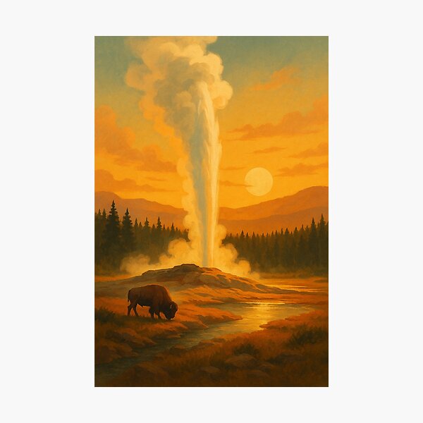Item preview, Yellowstone National Park Retro Poster Art designed and sold by Mo & Ko Design.