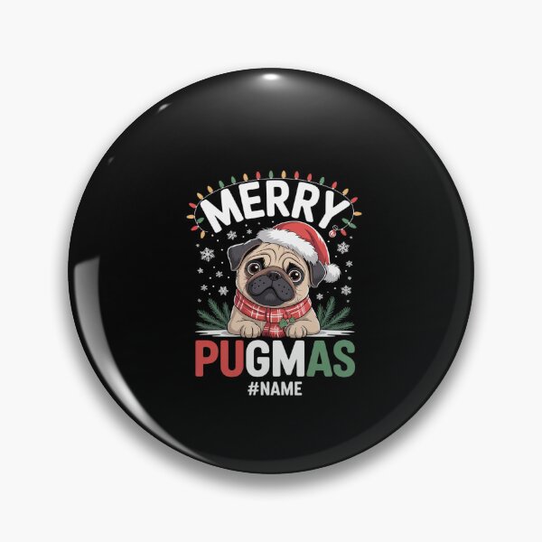 Item preview, Personalized Merry Pugmas; Lovely Christmas Santa Pug with Ornaments; X-mas Lights  designed and sold by dainegilbert.