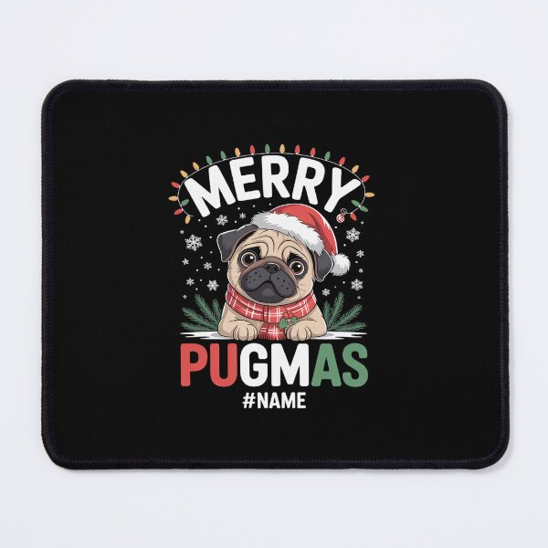Item preview, Personalized Merry Pugmas; Lovely Christmas Santa Pug with Ornaments; X-mas Lights  designed and sold by dainegilbert.