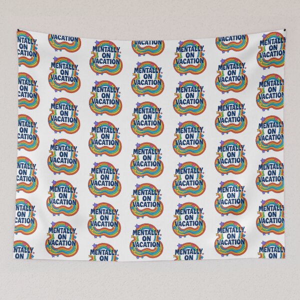 Item preview, Mentally on Vacation Rainbow Retro Typography – Groovy Aesthetic Design designed and sold by Maryna_Reine.
