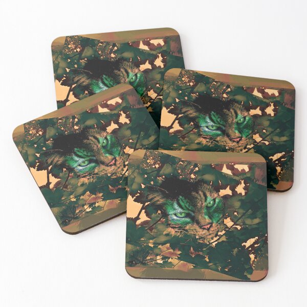 Item preview, AUTUMN TREE CAT IN SHADES OF ARMY GREEN, FOREST GREEN, BROWN AND MAGENTA designed and sold by Most1234.