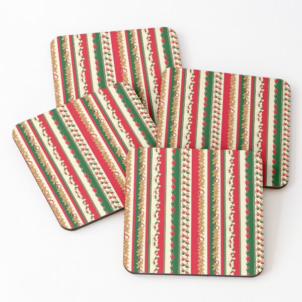 Item preview, Christmas Stripes Gingerbread & Ornaments Pattern designed and sold by graphicnew.