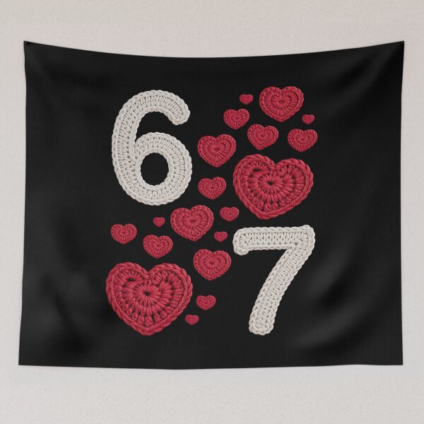 Item preview, Crochet 67 - Valentine - valentines day - lucky 67 - born in 1967 - since 67 - highway 67 - rule 67 - 67 years old - milestone 67 - anniversary 67 designed and sold by JansenGS.