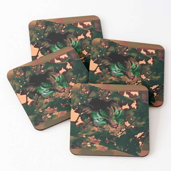Item preview,  AUTUMN TREE CAT IN SHADES OF MAGENTA, VINE, ARMY GREEN, FOREST GREEN, TAUPE AND MAUVE designed and sold by Most1234.