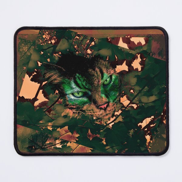 Item preview, AUTUMN TREE CAT IN SHADES OF MAGENTA, VINE, ARMY GREEN, FOREST GREEN, TAUPE AND MAUVE designed and sold by Most1234.