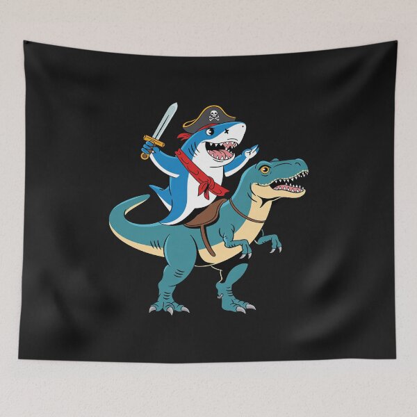 Item preview, Shark Pirate Dinosaur T rex T Shirt Jawsome Boys Kids Men designed and sold by GaryPacheco6.