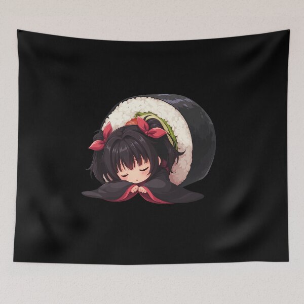 Item preview, Akeno Himejima Sleeping Inside Sushi Roll Kawaii Chibi High School Dxd Anime designed and sold by CarlosBender.