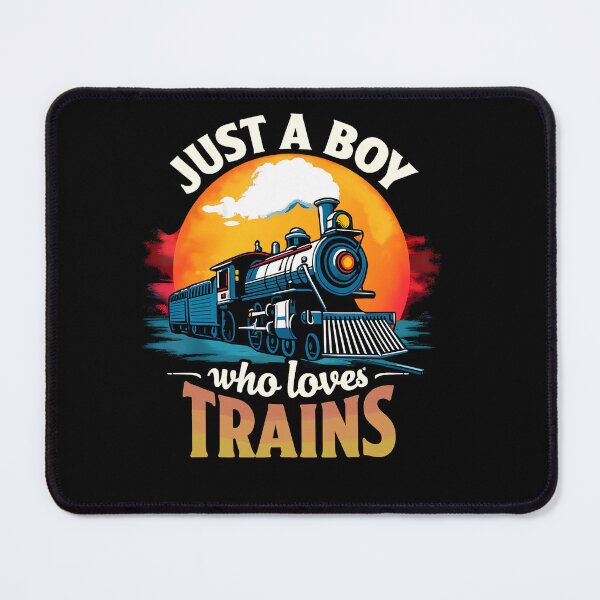 Item preview, Just a Boy Who Loves Trains - Sunset Locomotive Art designed and sold by LashondaGreen89.
