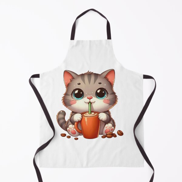 Item preview, Cute Gray Kitten Drinking Coffee – Adorable Cat Latte Art designed and sold by Lulunza.