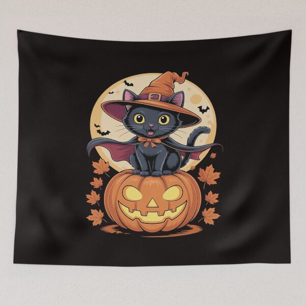Item preview, Kitten Cat Halloween Witch Costume Jack O Lantern designed and sold by CultureSpec.