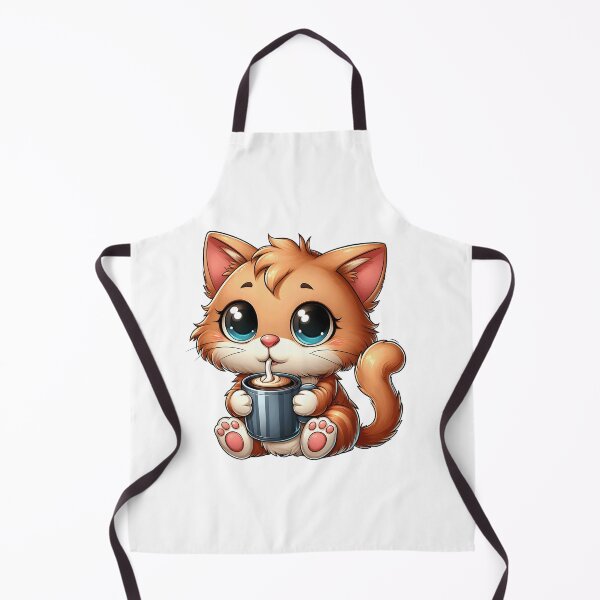 Item preview, Cute Ginger Cat with Coffee Mug – Kawaii Coffee Lover Kitty designed and sold by Lulunza.