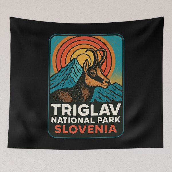 Item preview, Triglav Mountain National Park Slovenia Retro  designed and sold by TomFrontierArt.