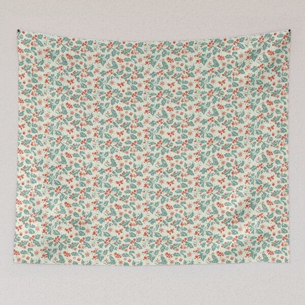 Item preview, Pastel Christmas Holly & Winter Foliage Pattern designed and sold by graphicnew.
