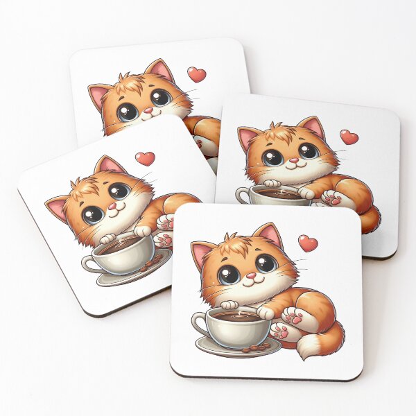 Item preview, Relaxed Cute Cat with Coffee Cup – Cozy Morning Kitty Art designed and sold by Lulunza.