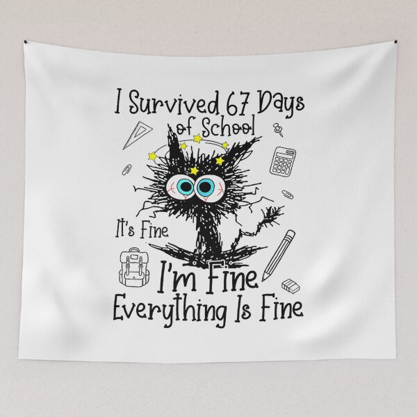 Item preview, Cat I Survived 67 Days of School Funny Six Seven Meme designed and sold by kiralynstration.